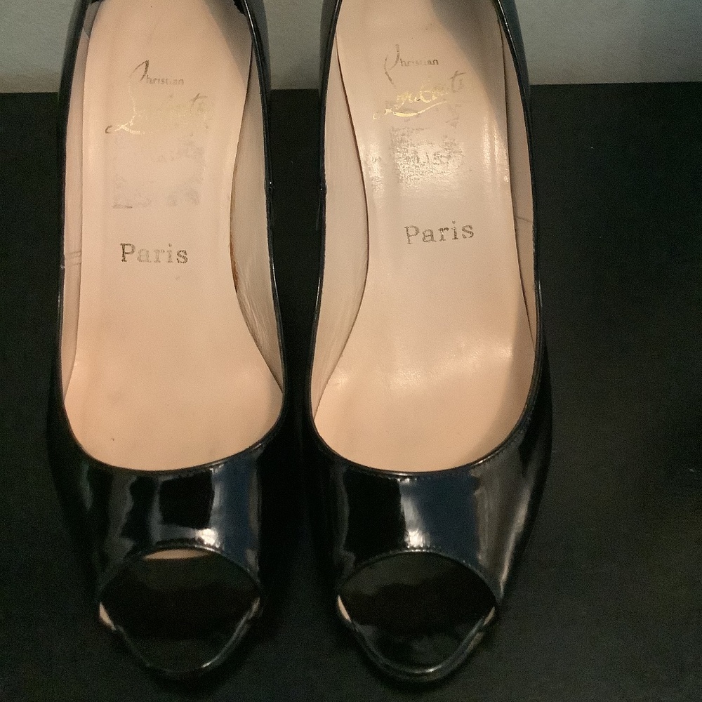Christian Louboutin Patent Leather Peep-Toe Pumps